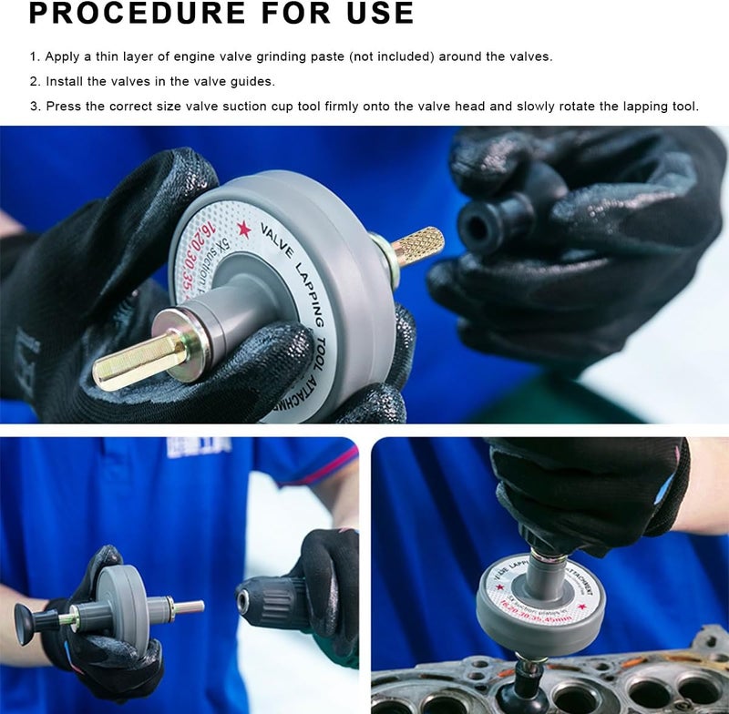 NYTKL Valve Lapping Tool, Small Engine Valve Lapping Kit with 5 Suction Plates, 1000rpm to 1250rpm Lapper Kit Auto Repair Tool for Grinding Engine Valves, Universal Car Accessories - Image 5